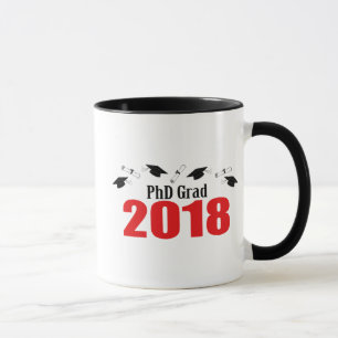 Kappen und Diplome PhD-Absolvent-2018 (rot) Tasse