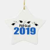 Kappen und Diplome PhD-Absolvent-2019 (blau) Keramik Ornament (Vorne)