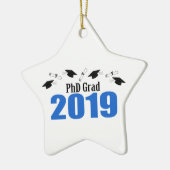 Kappen und Diplome PhD-Absolvent-2019 (blau) Keramik Ornament (Links)