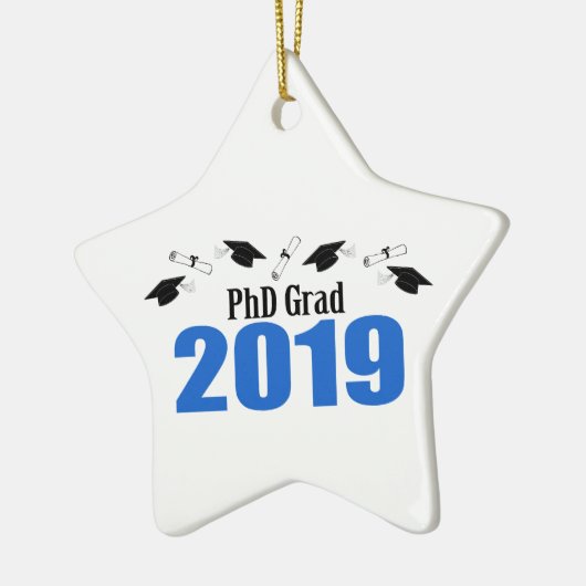Kappen und Diplome PhD-Absolvent-2019 (blau) Keramik Ornament (Links)