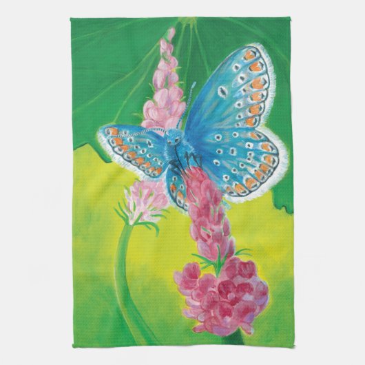 Kappmans-Blauer Schmetterling (Polyommatus-Heilkrä Geschirrtuch (Vertikal)