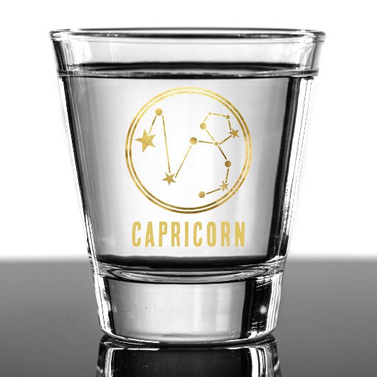 Kapricorn Zodiac Sign Astrologie Horoskop Gold Schnapsglas