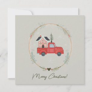 Kapriziöser roter Weihnachts-LKW Karte