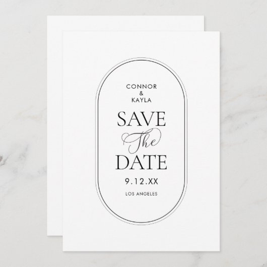 Kapsel Kontur Minimalistisch Elegant Save the Date Einladung (Vorne/Hinten)