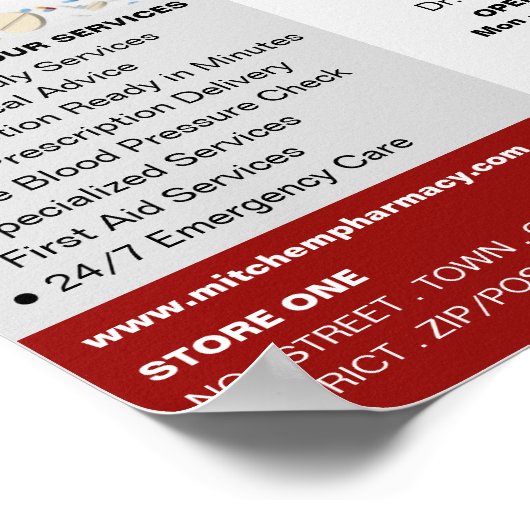 Kapseldesign, Apotheke, Werbung für Apotheker Poster (Ecke)