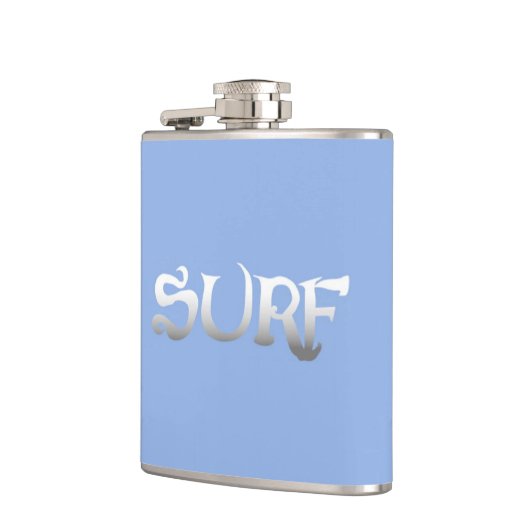 Kapselflasche mit Surf-Blau Flachmann (Links)