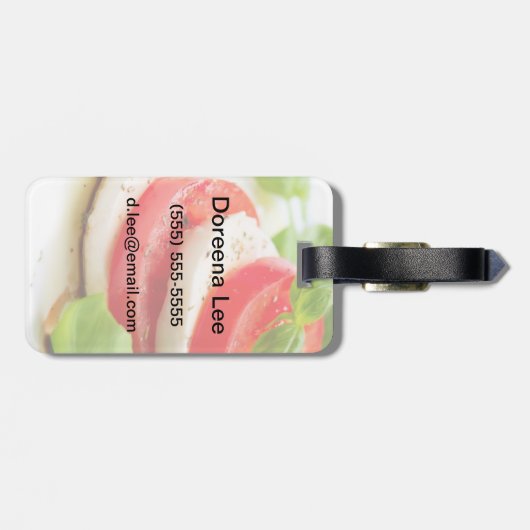 Kapselsalat Tomaten- und Mozzarella-Scheiben Gepäckanhänger (Rückseite horizontal)