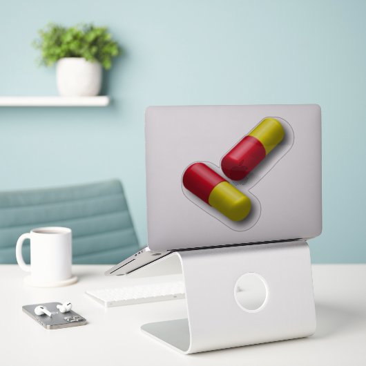 Kapseltabletten Aufkleber (Laptop auf Schreibtisch)