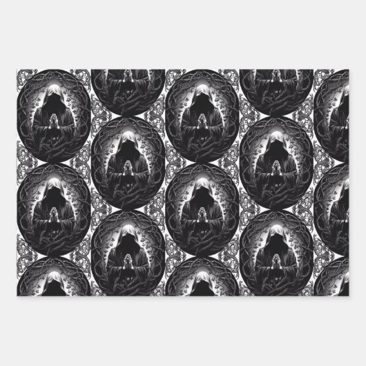 Kapselung in Schwarz und Weiß Geschenkpapier Set (Vorderseite 2)