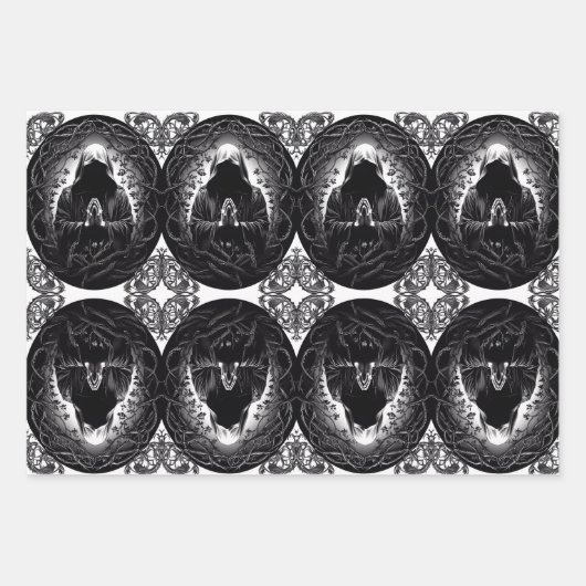 Kapselung in Schwarz und Weiß Geschenkpapier Set (Vorderseite)