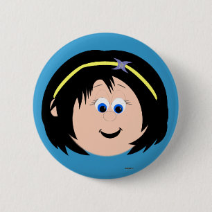 Kapskids Black Hair Blue Eyes Face Button Abzeiche