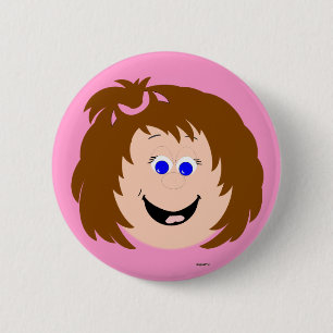 Kapskids Young Girls Face Blue Eyes Button Abzeich