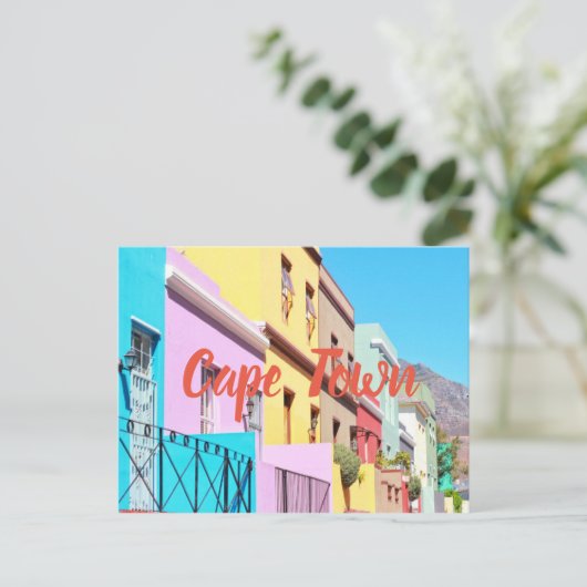 Kapstadt farbenfrohe Häuser Bo Kaap Street Postkarte (Stehend Vorderseite)