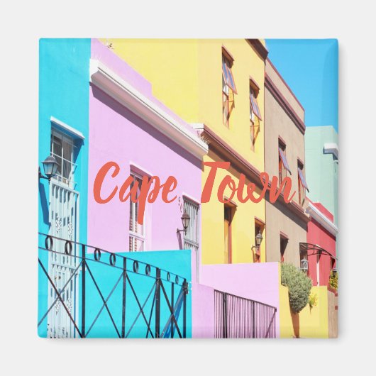 Kapstadt farbenfrohe Häuser Street View Magnet (Vorne)