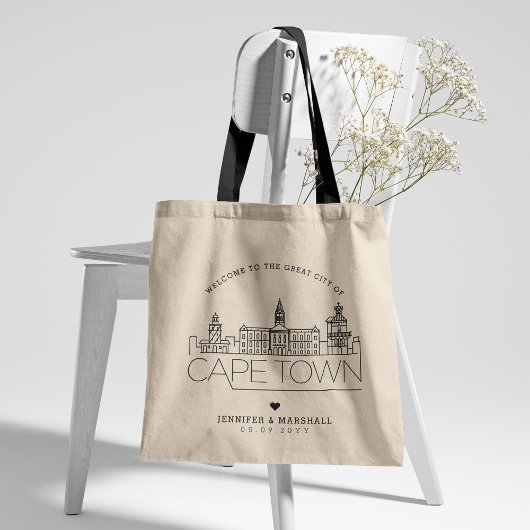 Kapstadt Hochzeit | Stilisierte Skyline Tote Bag Tragetasche