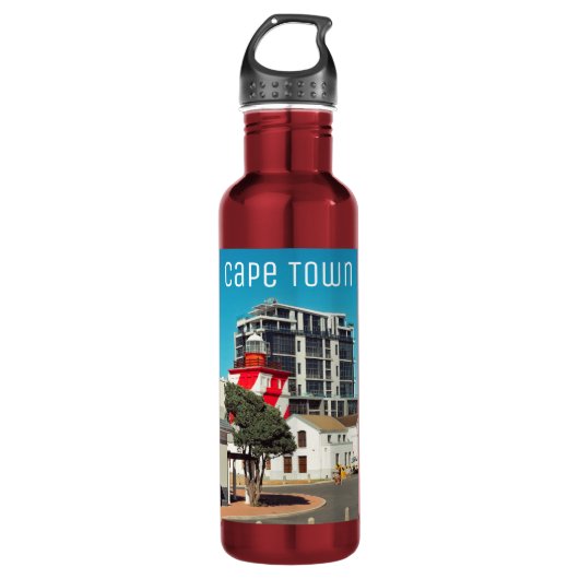 Kapstadt Mouille Point Leuchtturm Südafrika Edelstahlflasche (Vorderseite)
