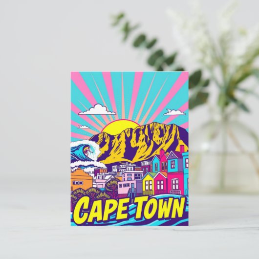 Kapstadt, Südafrika Art Travel Poster Postkarte (Stehend Vorderseite)