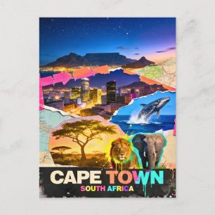 Kapstadt Südafrika Berg Meer Safari Collage Postkarte