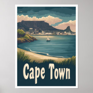 Kapstadt Südafrika Kunst Vintage Reise Poster