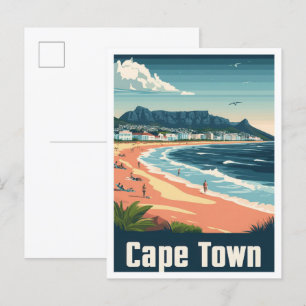 Kapstadt Südafrika Kunst Vintage Reise Postkarte