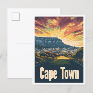 Kapstadt Südafrika Kunst Vintage Reise Postkarte