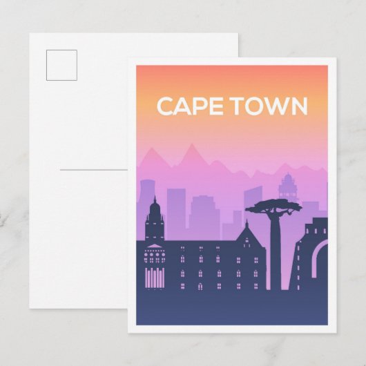 Kapstadt Südafrika Kunstreise Illustration Postkarte (Vorne/Hinten)