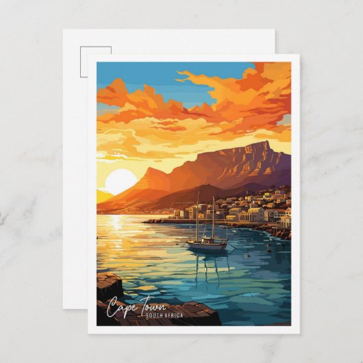 Kapstadt Südafrika Kunstreise Illustration Postkarte (Vorne/Hinten)