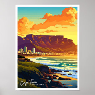 Kapstadt Südafrika Reise Vintage-Illustration Poster