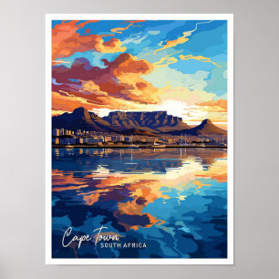 Kapstadt Südafrika Reise Vintage-Illustration Poster