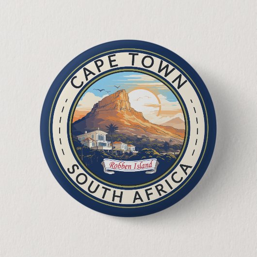 Kapstadt Südafrika Reisen Kunst Abzeichen Button (Vorderseite)
