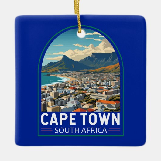 Kapstadt Südafrika Reisen Vintag Keramikornament (Vorderseite)
