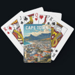 Kapstadt Südafrika Reisen Vintag Spielkarten<br><div class="desc">Cape Town Retro Vektor-Reise-Design. Kapstadt ist eine Hafenstadt an der Südwestküste Südafrikas,  auf einer Halbinsel unter dem imposanten Tafelberg.</div>