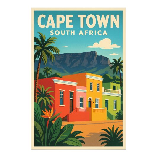 Kapstadt, Südafrika Reiseplakat, Fotodruck (Vorne)