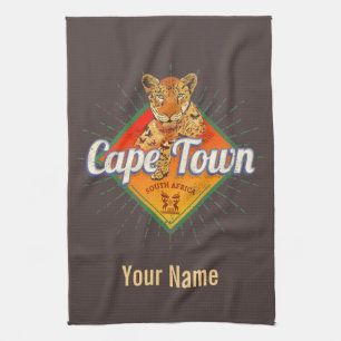 Kapstadt Südafrika Retro Leopard Vintag Geschirrtuch