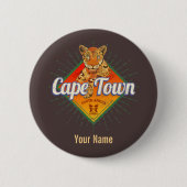 Kapstadt Südafrika Retro Leopard Vintage Button (Vorderseite)