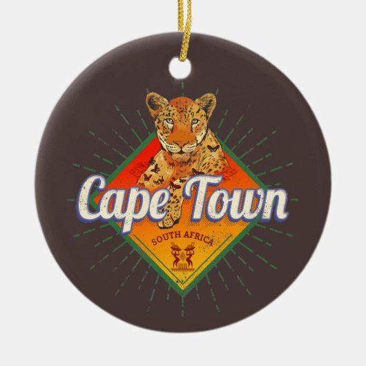 Kapstadt Südafrika Retro Leopard Vintage Keramik Ornament (Vorne)