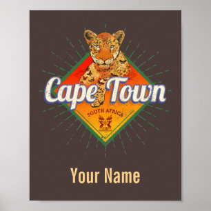 Kapstadt Südafrika Retro Leopard Vintage Poster