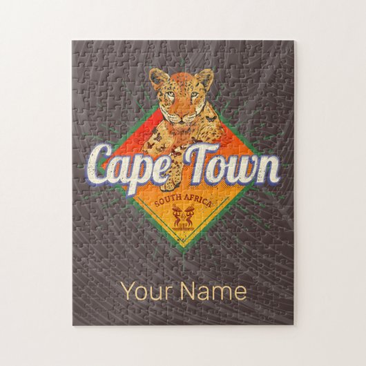 Kapstadt Südafrika Retro Leopard Vintage Puzzle (Vertikal)