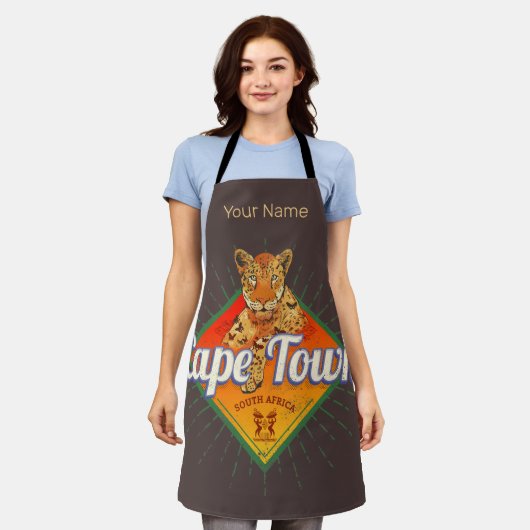 Kapstadt Südafrika Retro Leopard Vintage Schürze (Getragen)