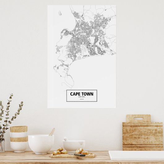 Kapstadt, Südafrika (schwarz auf weiß) Poster (Küche)