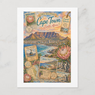 Kapstadt Südafrika Vintage Reise Collage  Postkarte