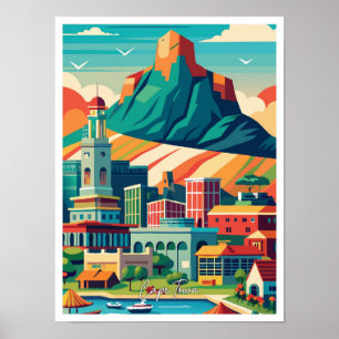 Kapstadt Südafrika Vintage Reiseillustration Poster