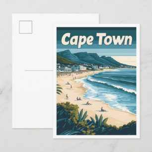 Kapstadt Südafrika Vintage Reiseillustration Postkarte