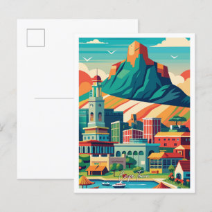 Kapstadt Südafrika Vintage Reiseillustration Postkarte