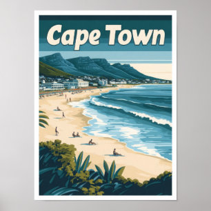 Kapstadt Südafrika Vintage Travel Illustration Poster