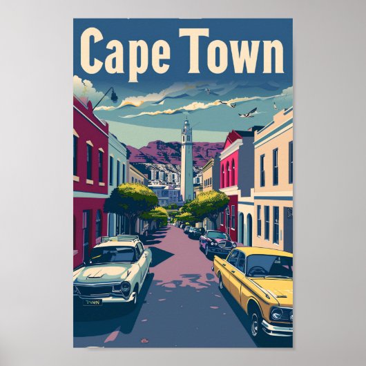 Kapstadt Südafrika Vintage Travel Illustration Poster (Vorne)