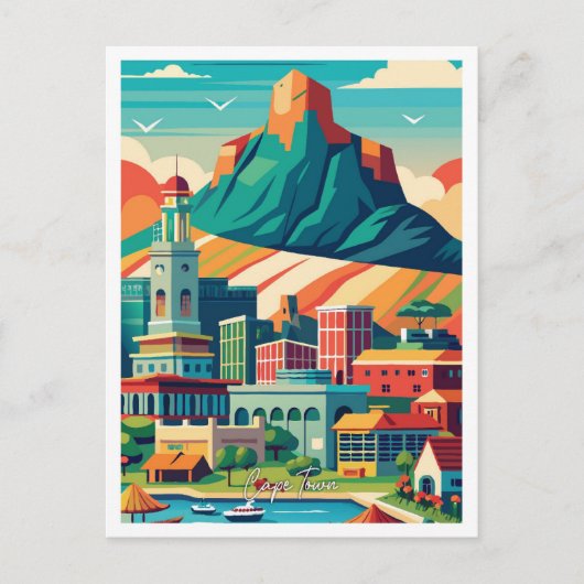 Kapstadt Südafrika Vintage Travel Illustration Postkarte (Vorderseite)
