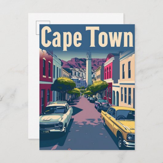 Kapstadt Südafrika Vintage Travel Illustration Postkarte (Vorne/Hinten)