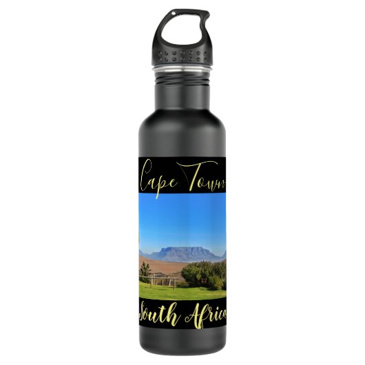 Kapstadt Tafelberg Blick Gras Südafrika Edelstahlflasche (Vorderseite)