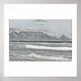 Kapstadt Tafelberg Sketch Poster